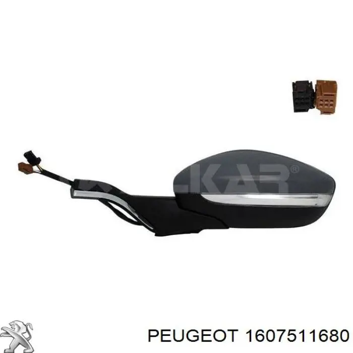 1607511680 Peugeot/Citroen Зеркало заднего вида правое