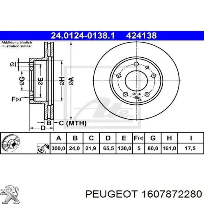 Тормоз дисковый передний Peugeot/Citroen 1607872280 цена, от 44.06 USD
