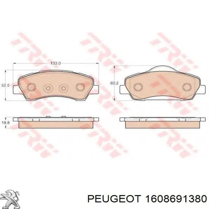 Тормозные колодки Peugeot/Citroen 1608691380