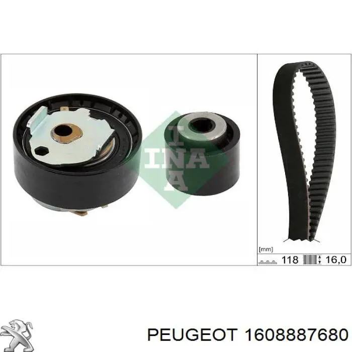 1608887680 Peugeot/Citroen rolo parasita da correia do mecanismo de distribuição de gás