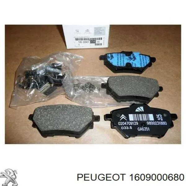 Pastillas de freno traseras 1609000680 Peugeot/Citroen