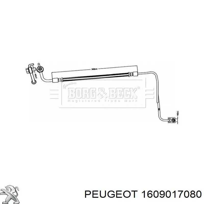 Tubo flexible de frenos trasero 1609017080 Peugeot/Citroen