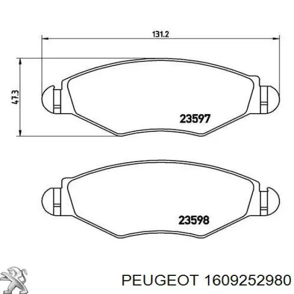 Pastillas de freno delanteras 1609252980 Peugeot/Citroen