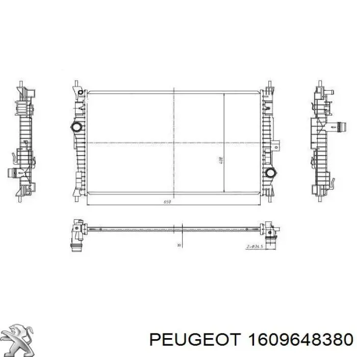 Радиатор 1609648380 Peugeot/Citroen