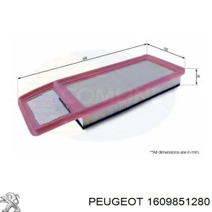 Filtro de aire 1609851280 Peugeot/Citroen