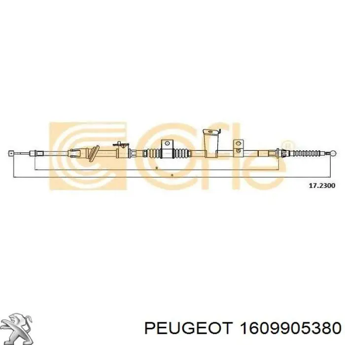 Cable de freno de mano trasero derecho 1609905380 Peugeot/Citroen