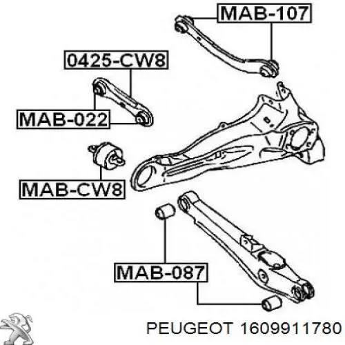 1609911780 Peugeot/Citroen сайлентблок заднего продольного рычага передний