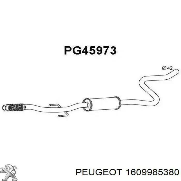 1608711480 Peugeot/Citroen silenciador, parte central