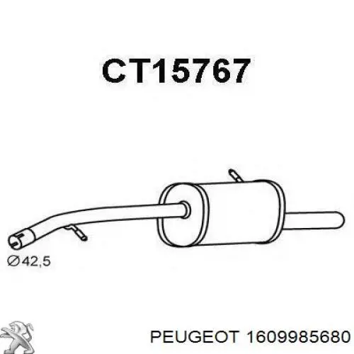 1608711580 Peugeot/Citroen silenciador, parte traseira