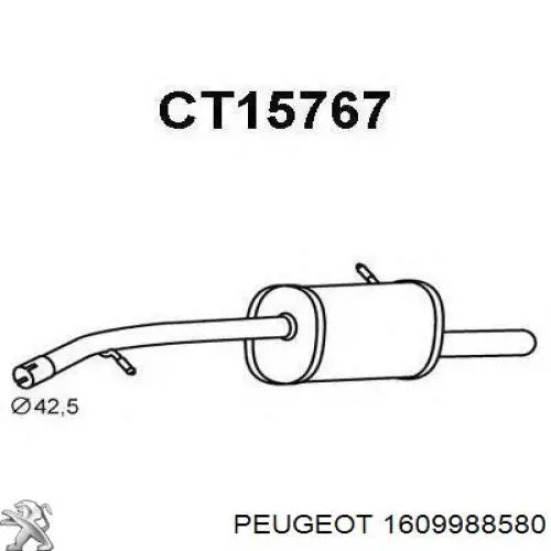 1608694180 Peugeot/Citroen silenciador, parte traseira