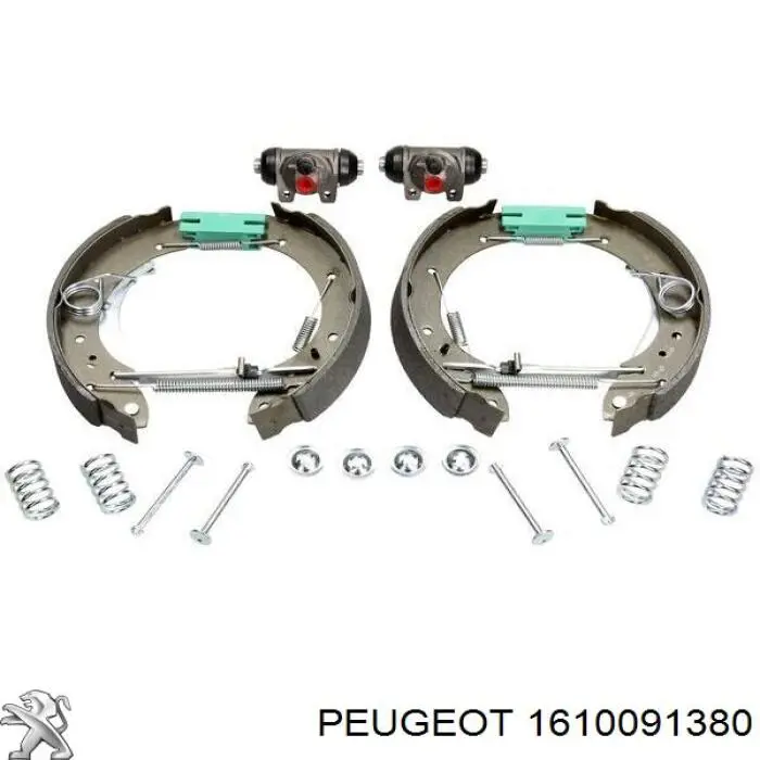 Juego de zapatas de frenos de tambor, con cilindros, completo 1610091380 Peugeot/Citroen