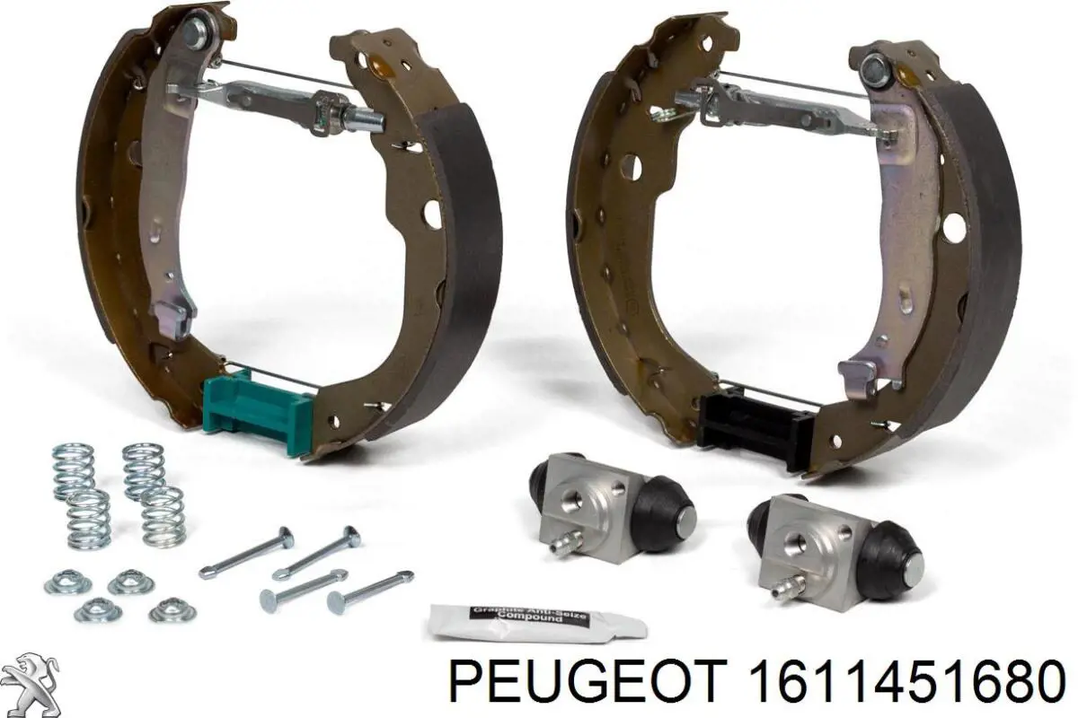Колодки тормозные задние барабанные, в сборе с цилиндрами, комплект 1611451680 Peugeot/Citroen