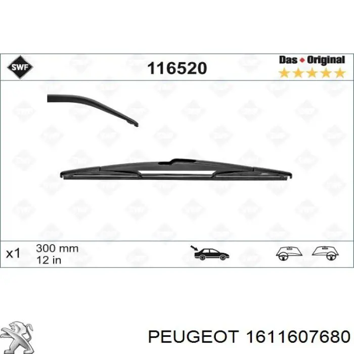1611607680 Peugeot/Citroen limpa-pára-brisas de vidro traseiro