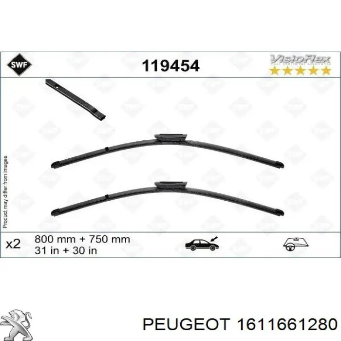 1611661280 Peugeot/Citroen limpa-pára-brisas do pára-brisas de condutor