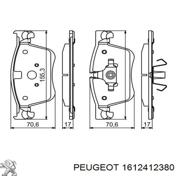 Pastillas de freno delanteras 1612412380 Peugeot/Citroen