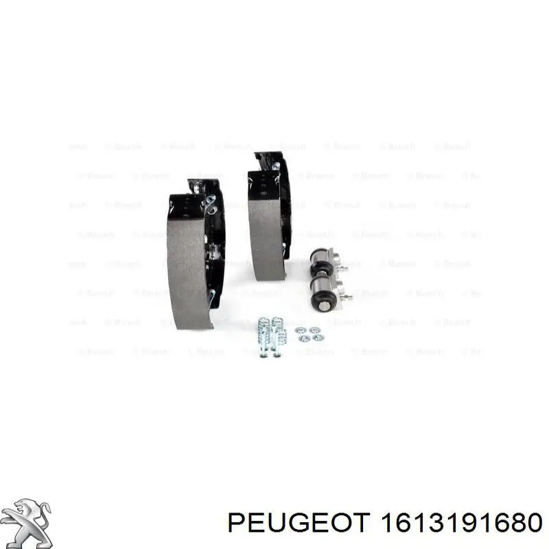 Купить 1613191680 Peugeot/Citroen Колодки тормозные задние барабанные, в сборе с цилиндрами, комплект