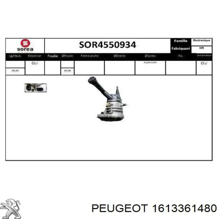 1613361480 Peugeot/Citroen bomba da direção hidrâulica assistida