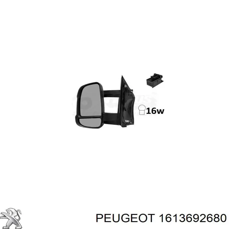 1613692680 Peugeot/Citroen espelho de retrovisão esquerdo