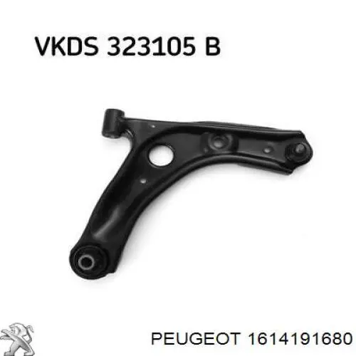 1614191680 Peugeot/Citroen braço oscilante inferior direito de suspensão dianteira