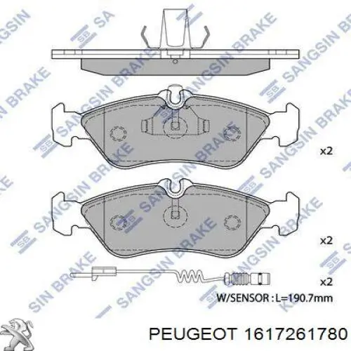1617261780 Peugeot/Citroen колодки тормозные задние дисковые