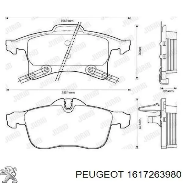 Pastillas de freno delanteras 1617263980 Peugeot/Citroen
