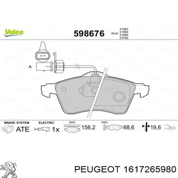 1617265980 Peugeot/Citroen передние тормозные колодки