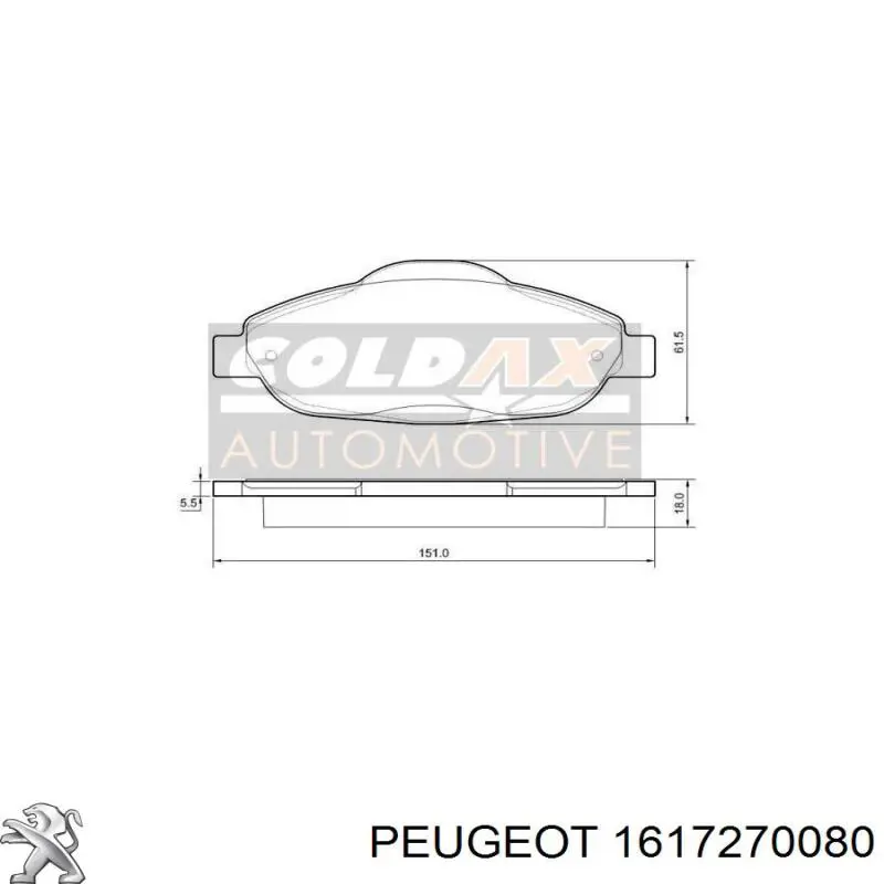 Compre 1617270080 Peugeot/Citroen Sapatas do freio dianteiras de disco