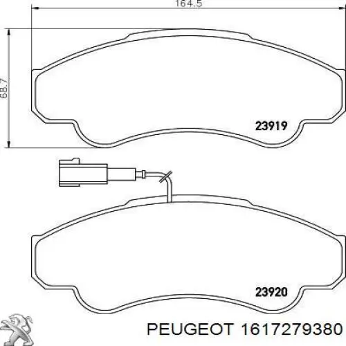 1617279380 Peugeot/Citroen колодки тормозные передние дисковые