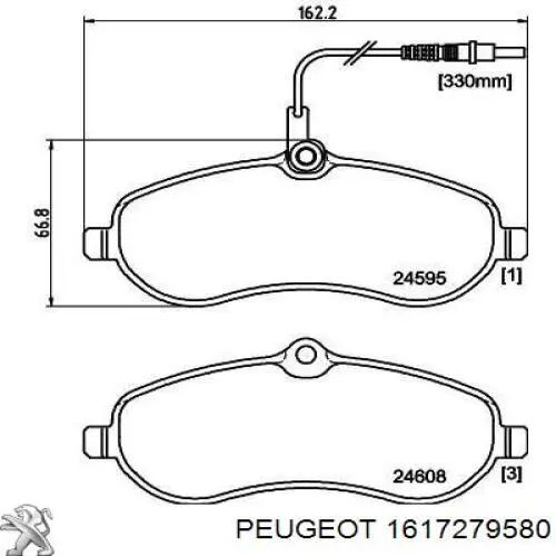 Передние тормозные колодки 1617279580 Peugeot/Citroen