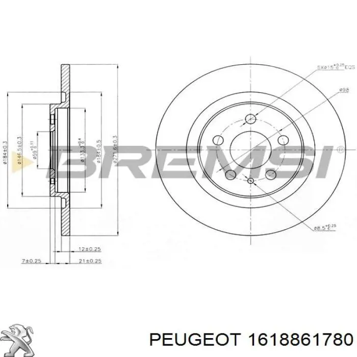 Disco de freno trasero 1618861780 Peugeot/Citroen