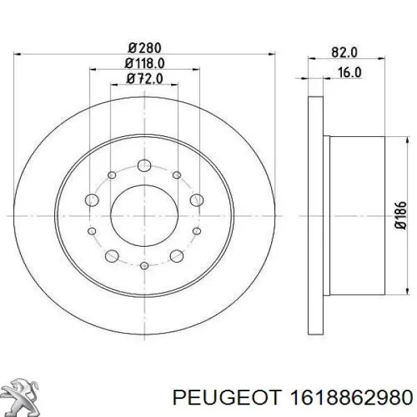 Тормозные диски 1618862980 Peugeot/Citroen