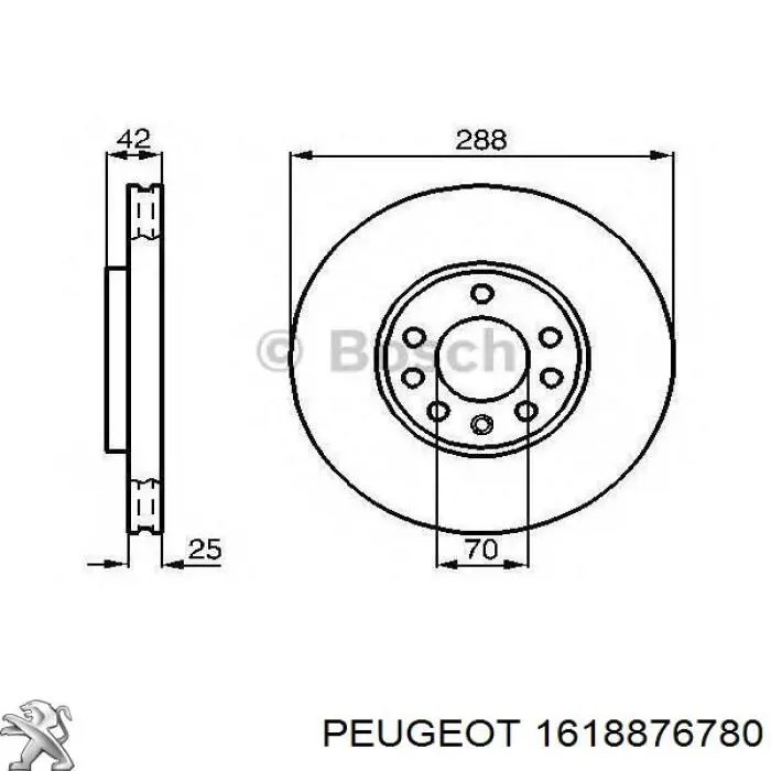 Передние тормозные диски 1618876780 Peugeot/Citroen