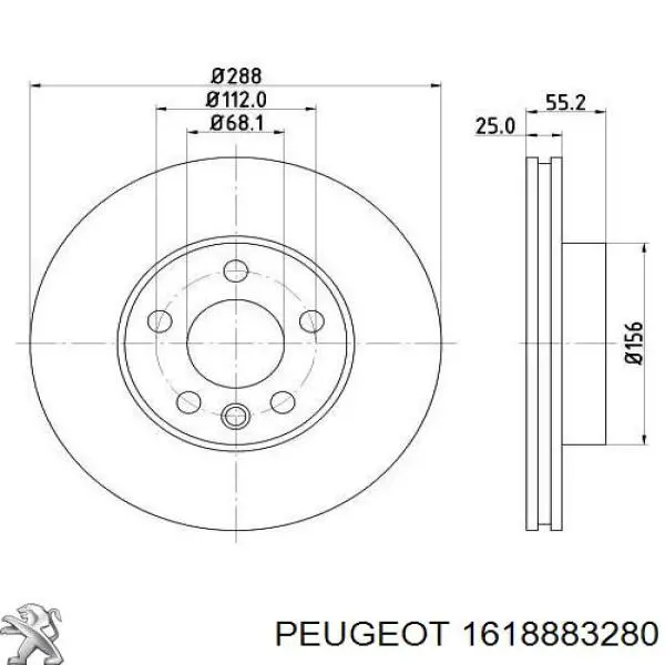 1618883280 Peugeot/Citroen диск тормозной передний