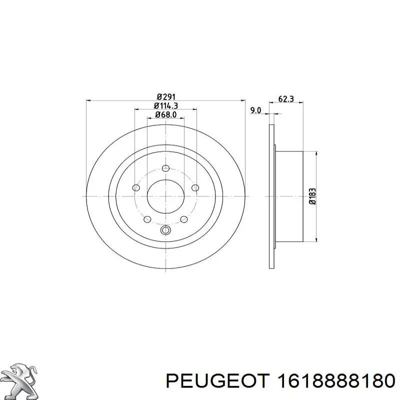 1618888180 Peugeot/Citroen диск тормозной задний