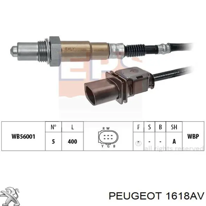 Лямбдазонд, датчик кислорода до катализатора Peugeot/Citroen 1618AV цена, от 69.34 USD