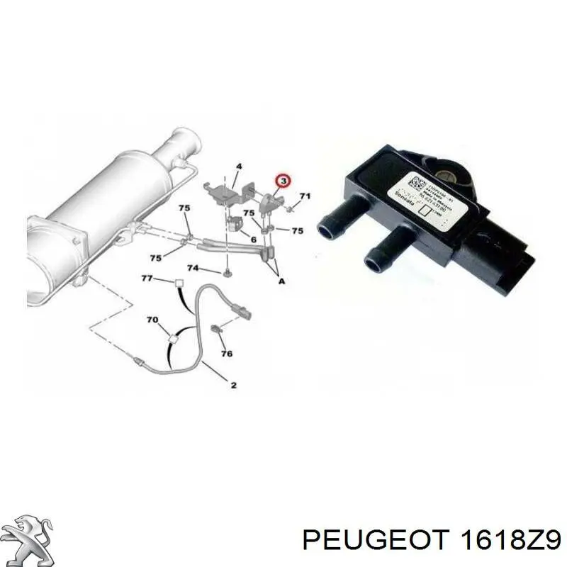 1618Z9 PEUGEOT Sensor de presion gases de escape original y equivalente