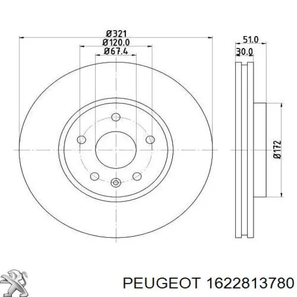 1622813780 Peugeot/Citroen диск тормозной передний