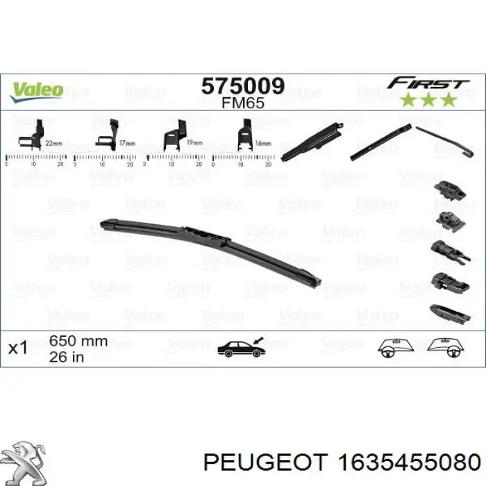 Щетка-дворник лобового стекла водительская Peugeot/Citroen 1635455080