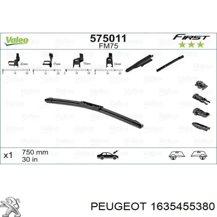 Щетка-дворник лобового стекла водительская Peugeot/Citroen 1635455380