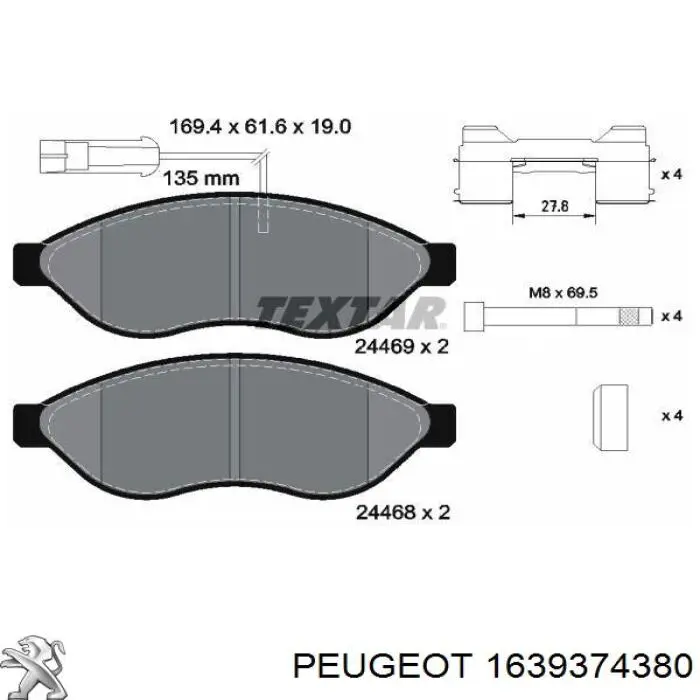 1639374380 Peugeot/Citroen Колодки передние