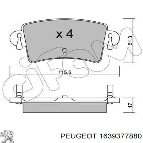 1639377880 Peugeot/Citroen задние тормозные колодки