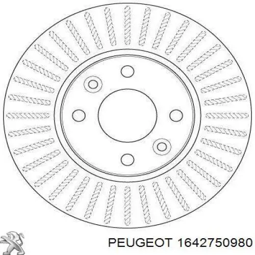 Передние тормозные диски 1642750980 Peugeot/Citroen