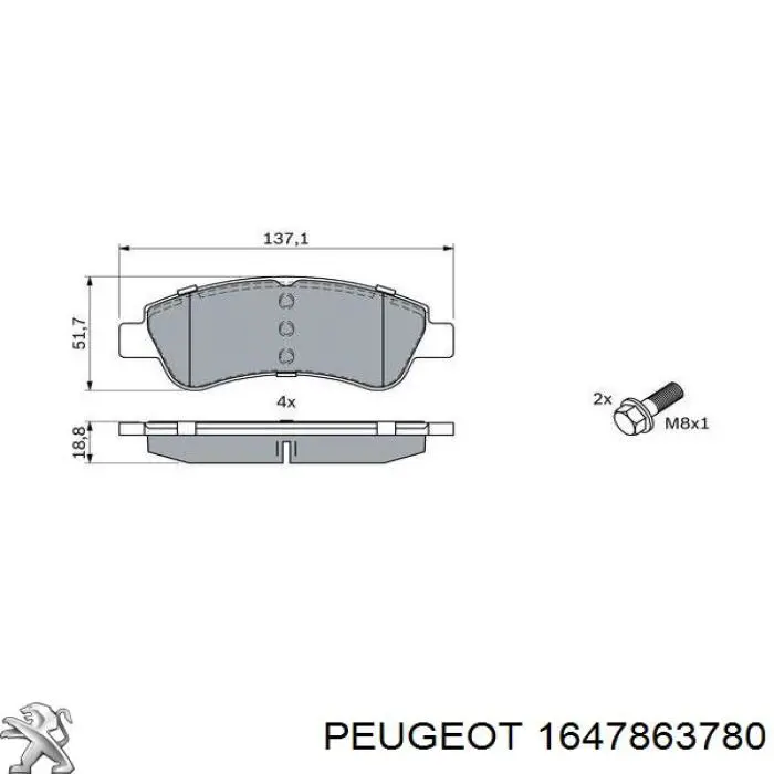 1647863780 Peugeot/Citroen Колодки передние