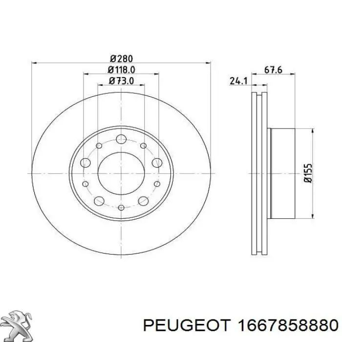 1667858880 Peugeot/Citroen Диск тормозной передний