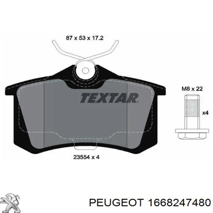 1668247480 Peugeot/Citroen колодки тормозные задние дисковые