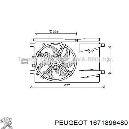 Диффузор вентилятора в сборе с мотором и крыльчаткой 1671896480 Peugeot/Citroen