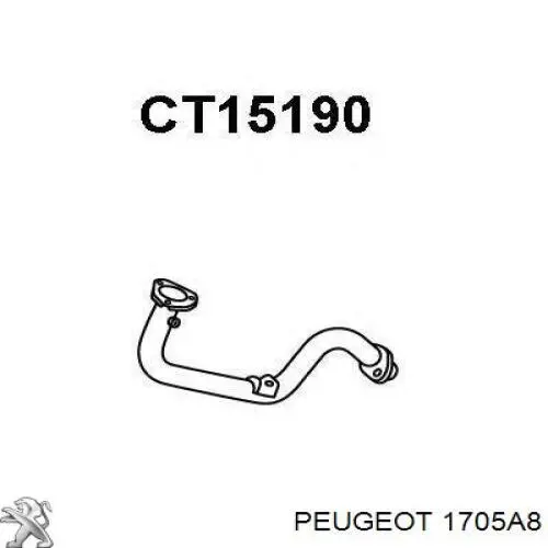 1705A8 Peugeot/Citroen труба приемная (штаны глушителя передняя)