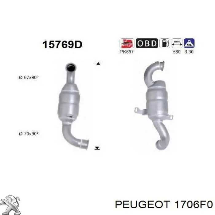 Катализатор 1706F0 Peugeot/Citroen