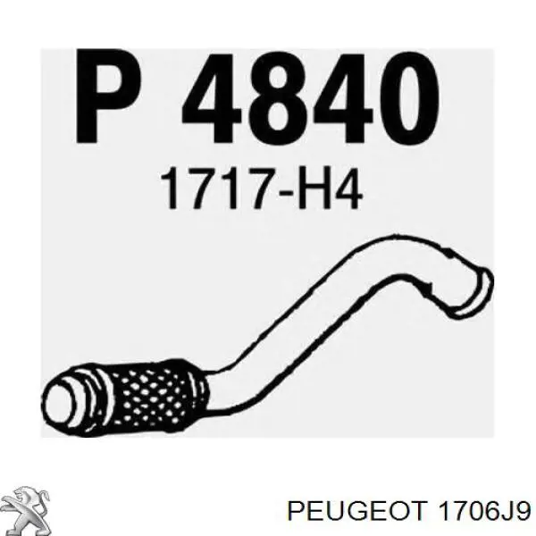 1706J9 Peugeot/Citroen tubo de admissão dianteiro (calças do silenciador)