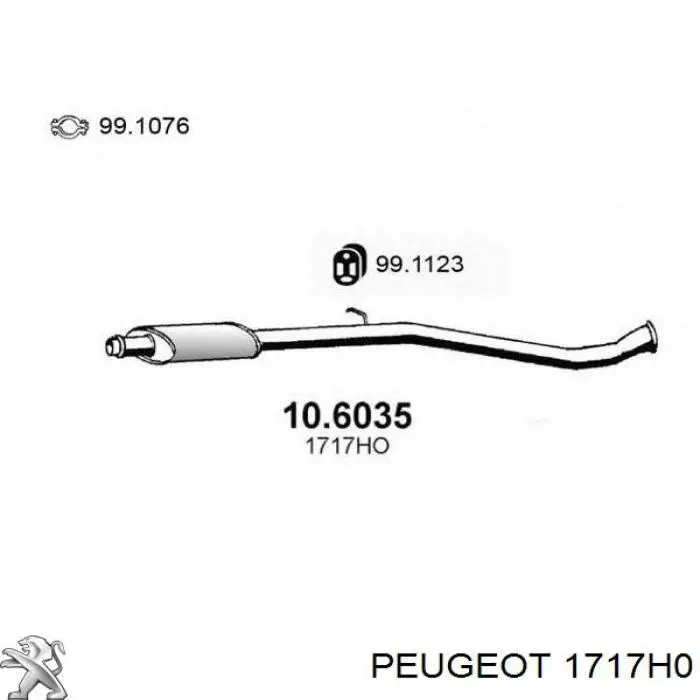 1717H0 Peugeot/Citroen глушитель, центральная часть